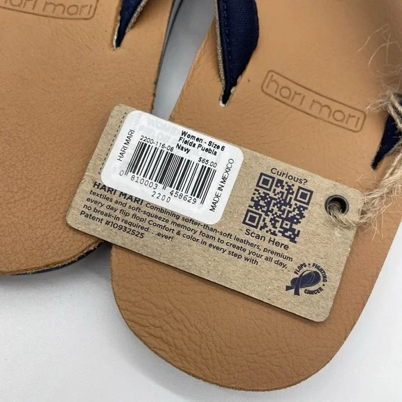 Hari Mari Women's Fields Puebla Navy Size 6 Memory Foam Flip Flops - Picture 4 of 5